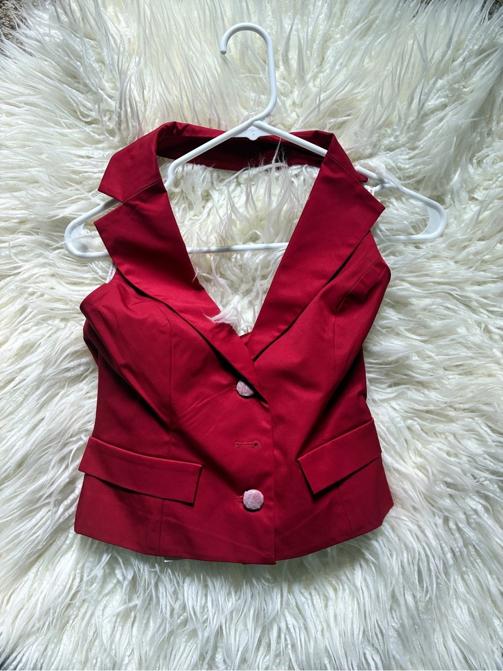 Miss Circle Ursula Halter Single Breasted Lapel Top - Picture 5 of 5